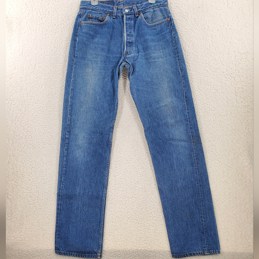 80s Levis 501 0115 Blue Jeans Mens 34x36 Buttonfly Wide Leg VTG USA (32x36) - Picture 9 of 13
